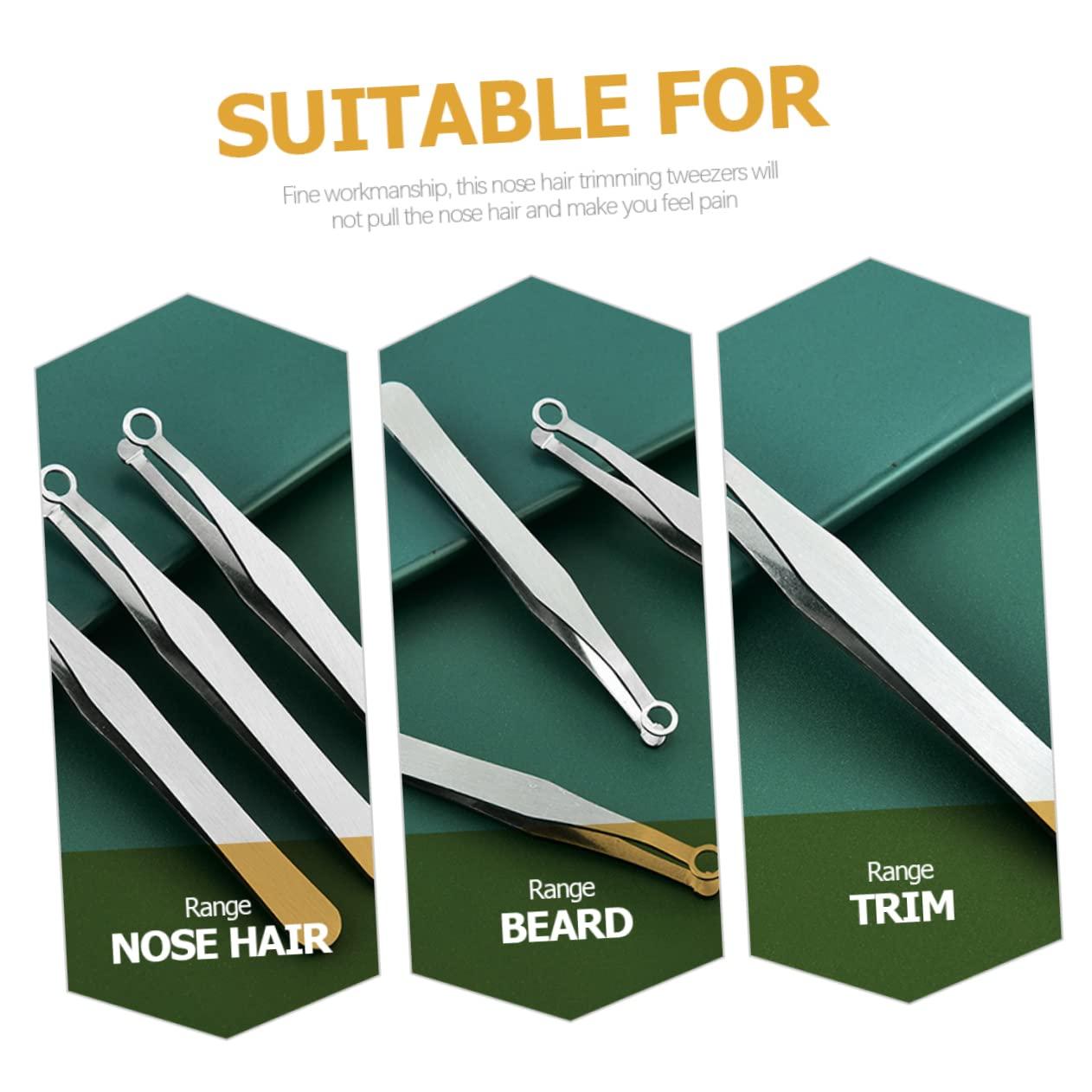 Ipetboom Ipetboom 4 Sets Round Nose Hair Clip Man Men Tweezers Remover Ear Hair Removal Tool Nasal Trimmer Tool Electric Eyebrow Razor Nasal Hair Ingrown Hair Nose Hair Tool Stainless Steel Brown