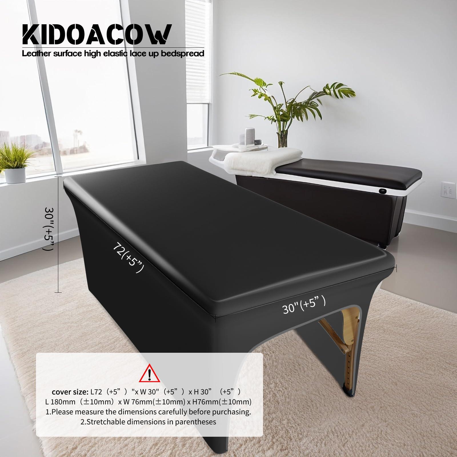 KIDOACOW KIDOACOW Leather Massage Table Cover Wipeable Massage Bed Cover Protector, Reusable & Waterproof Lash Bed Cover Fitted, Odorless Vegan Leather Spa Salon Bed Cover (Black Tablecloth for 6FT Table)
