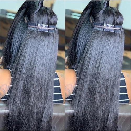 Kiss darling LASHES Jet Black Tape in Hair Extensions Human Hair 22Inches 100g 40Pcs/Pack Tape ins Human Hair Extensions Real Tape in Extensions Full Head for Women #1 Color