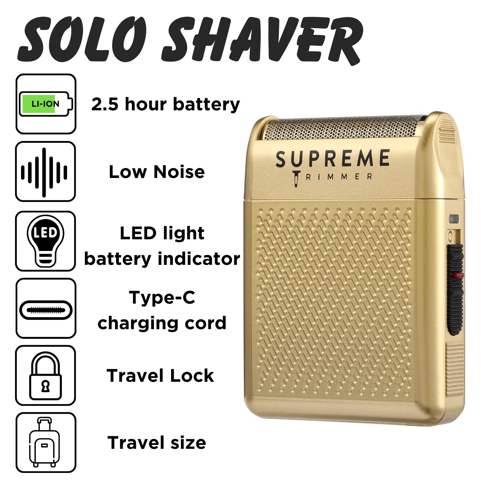 Supreme Trimmer Supreme Trimmer Solo Mens Single Foil Shaver STF101 (150 Min Runtime) Cordless Powerful USB-C Mini Size Travel Razor for Barbers, & Home use | Gold
