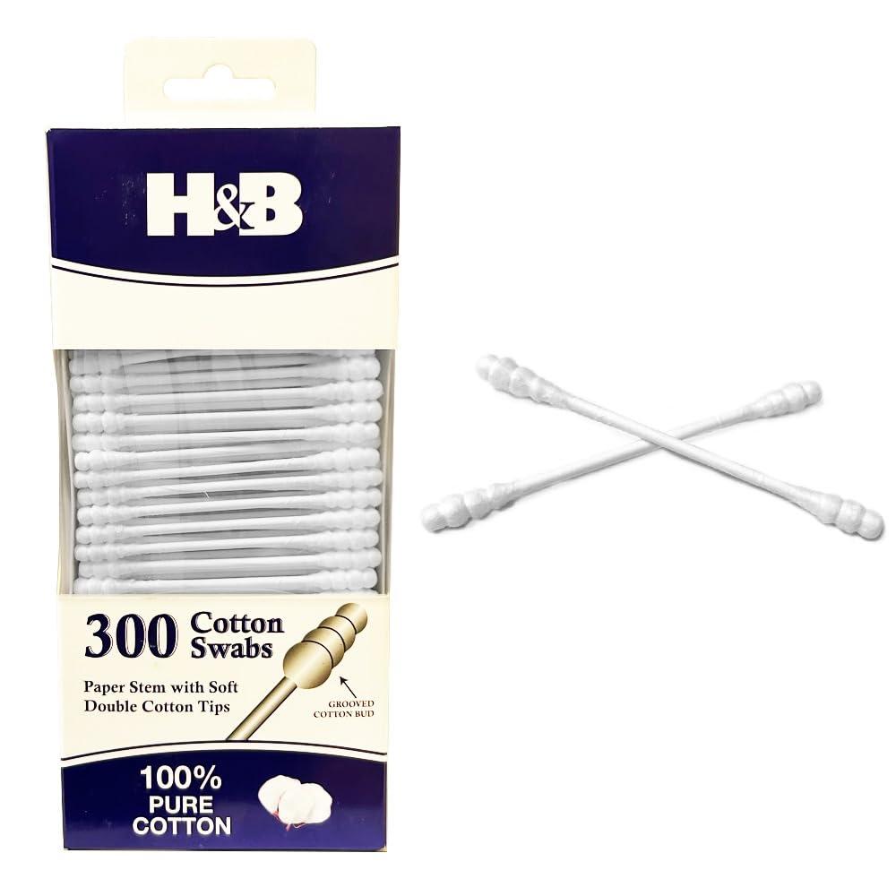 5-Star Generic 300ct Cotton Swabs Double Grooved Tipped Applicator Q Tip Safety Ear Wax Remover,White