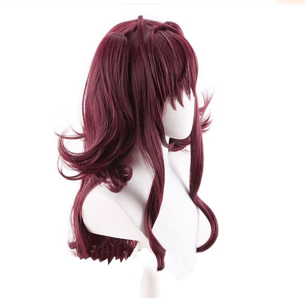 TTYAO REII TTYAO REII Ichinose Shiki Wig Burgundy Double Pigtails Long Curly Hair Wig with Bangs Anime Cosplay Synthetic Fiber Wig