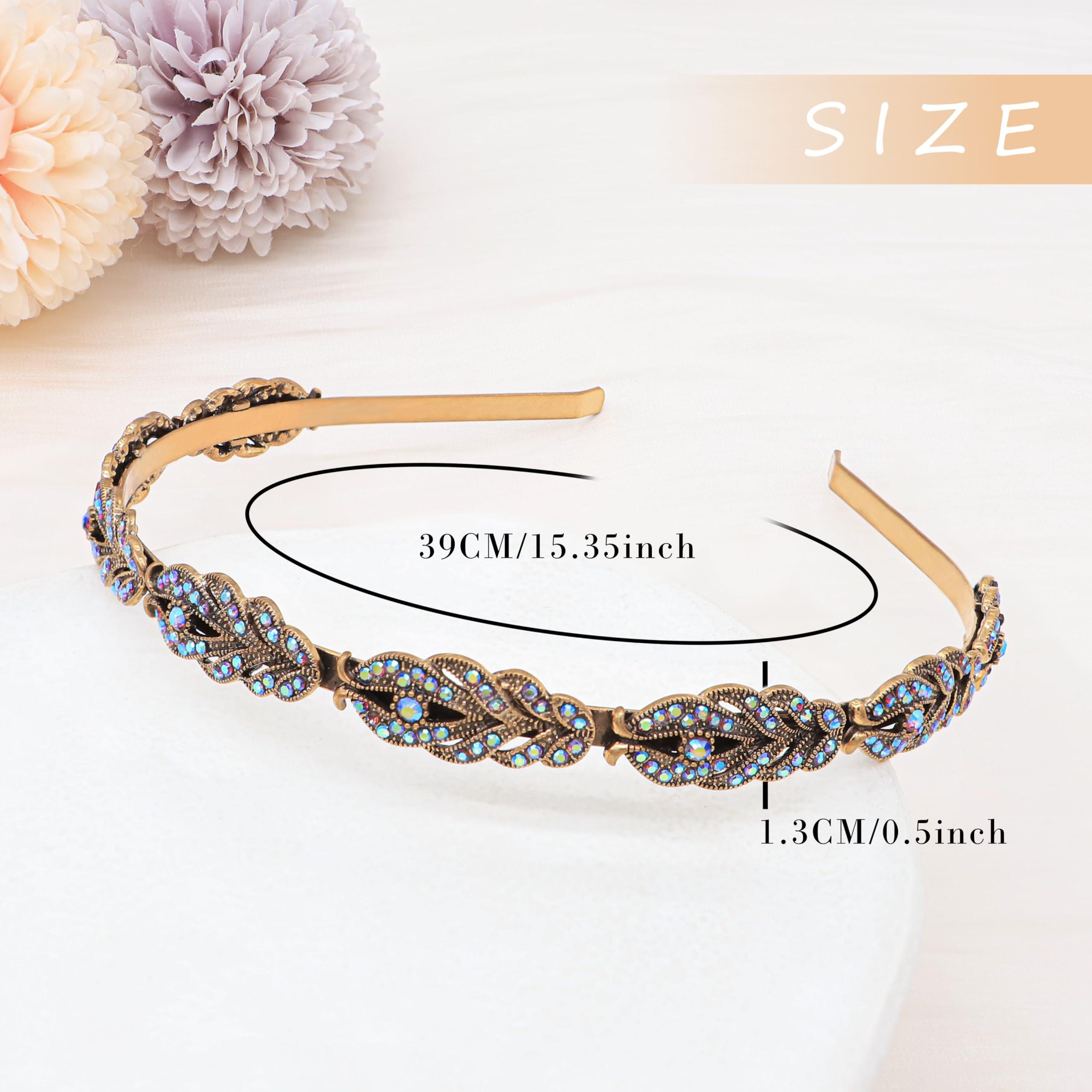 Oriamour Oriamour Flower Design Rhinestone Crystal Wedding Headband Bridal Headpieces Simple Design Bridal Headband (Bronze Purple AB)