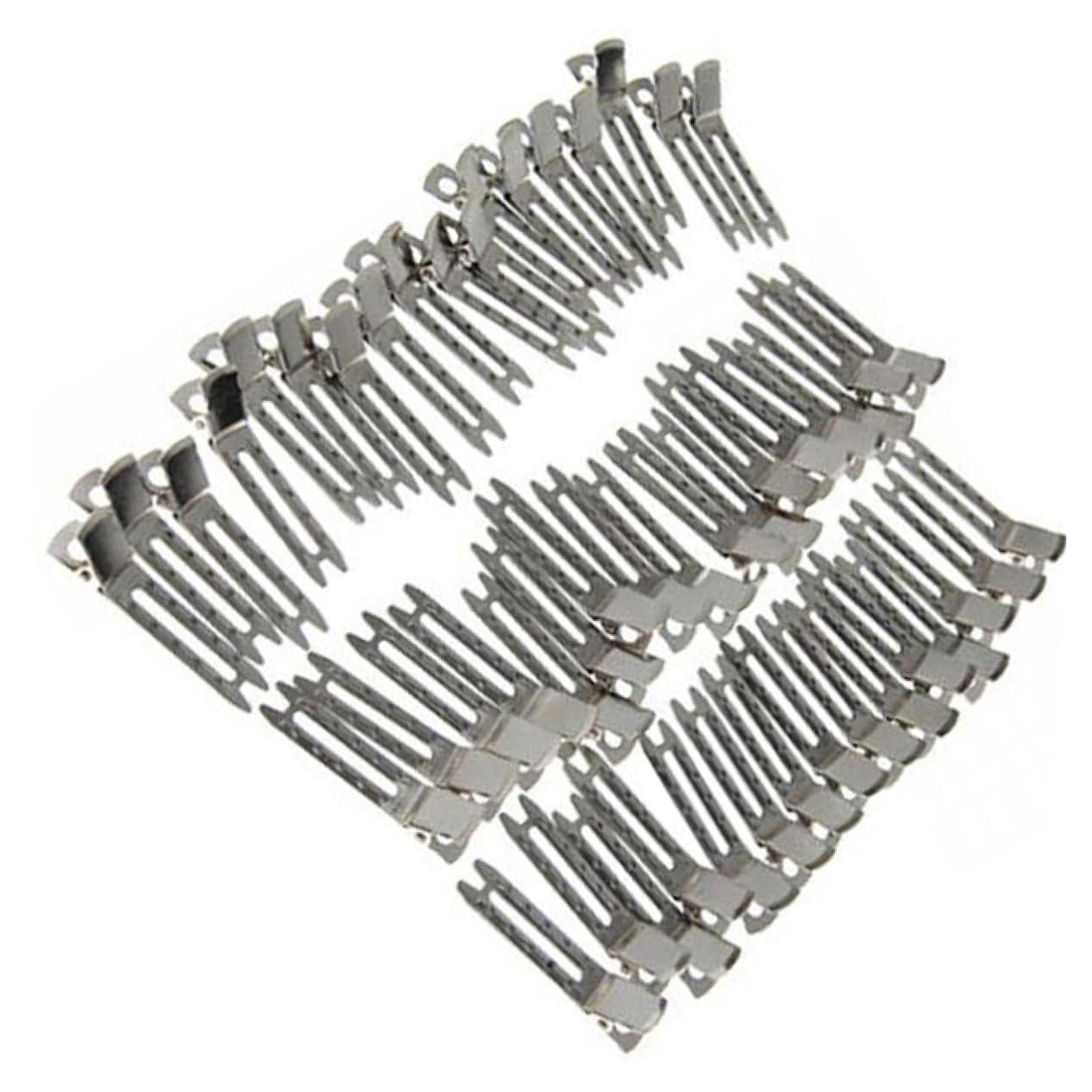 Didiseaon Didiseaon 50pcs Double Prong Metal Hair Clips Silver Plated Small Hair Alligator Clips for Braiding and Diy Hair Bow Making
