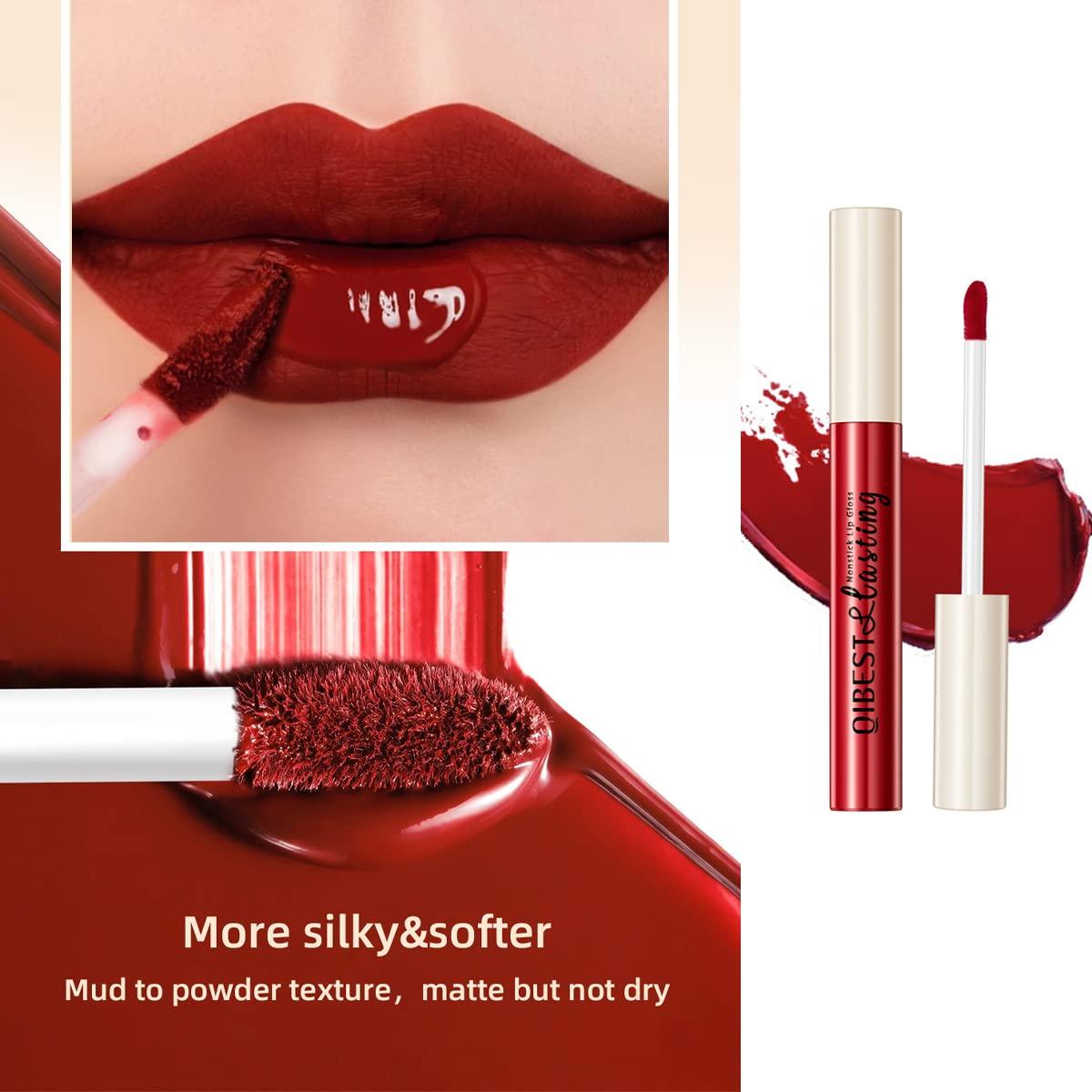 Pakivs Pakivs 12Pcs Matte Liquid Lipstick Set, Dark Bright Red 24-hour Lip Gloss Kit Long-Lasting Waterproof Lip Stain Non-Stick Cup Not Lipgloss Set for Women