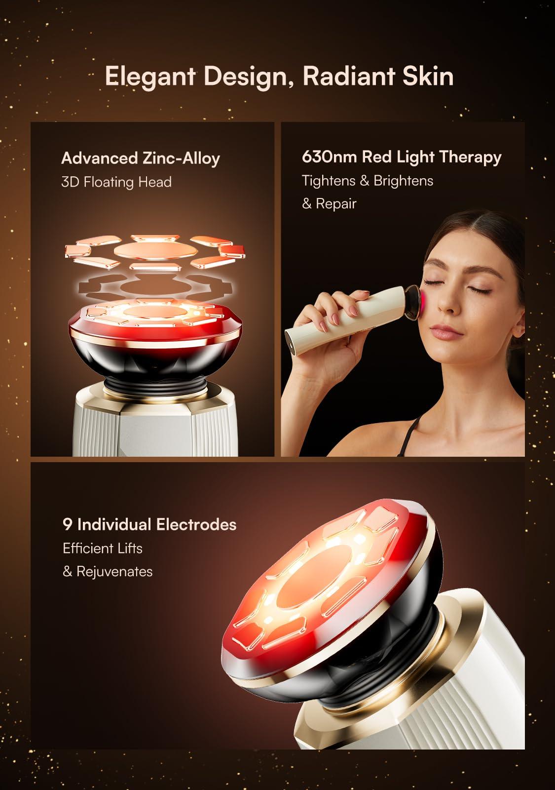 INIA INIA Microcurrent Facial Device Beauty Device with 1 Pcs 2.11 and 10.56 Fl Oz Conductive Gel for Facial and Body Skin Care