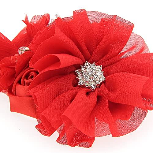 BBTDIN Red Flower Headband for Baby Girls Red Hair Band Bow Red Flower Bow Headwear SCRD01 (A1-Red)