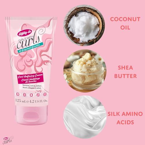 Dippity Do Dippity Do Girls with Curls Leave-In Curl Defining Cream - Anti-Frizz Styling Cream for Curly & Wavy Hair - Includes Shea Butter & Coconut Oil to Strengthen & Protect - 125 mL/4.2 fl oz