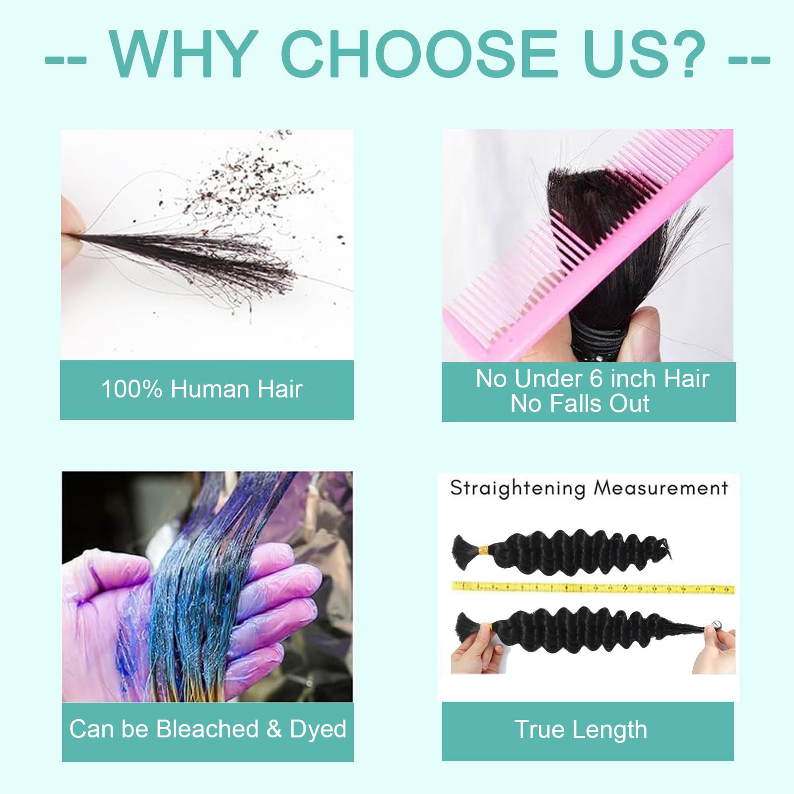 MOTFIN Human Braiding Hair for Boho Braids Human Hair Braiding Hair 110g 24 Inch Curly Boho Hair for Braiding Knotless 12A Deep Wave Bulk Human Hair for Braiding Bohemian 3 Bundles/Pack Auburn Ginger