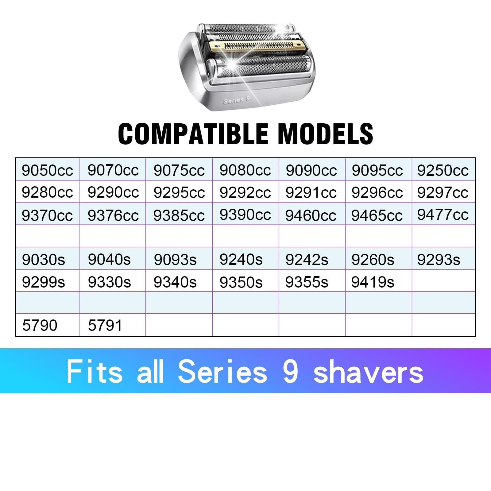 DODAER Series 9 92S Electric Shaver Head Replacement,Compatible with Braun Series 9 Electric Razors 290cc, 9291cc, 9370cc, 9293s, 9385cc, 9390cc, 9330s, 9296cc (2 PACK)