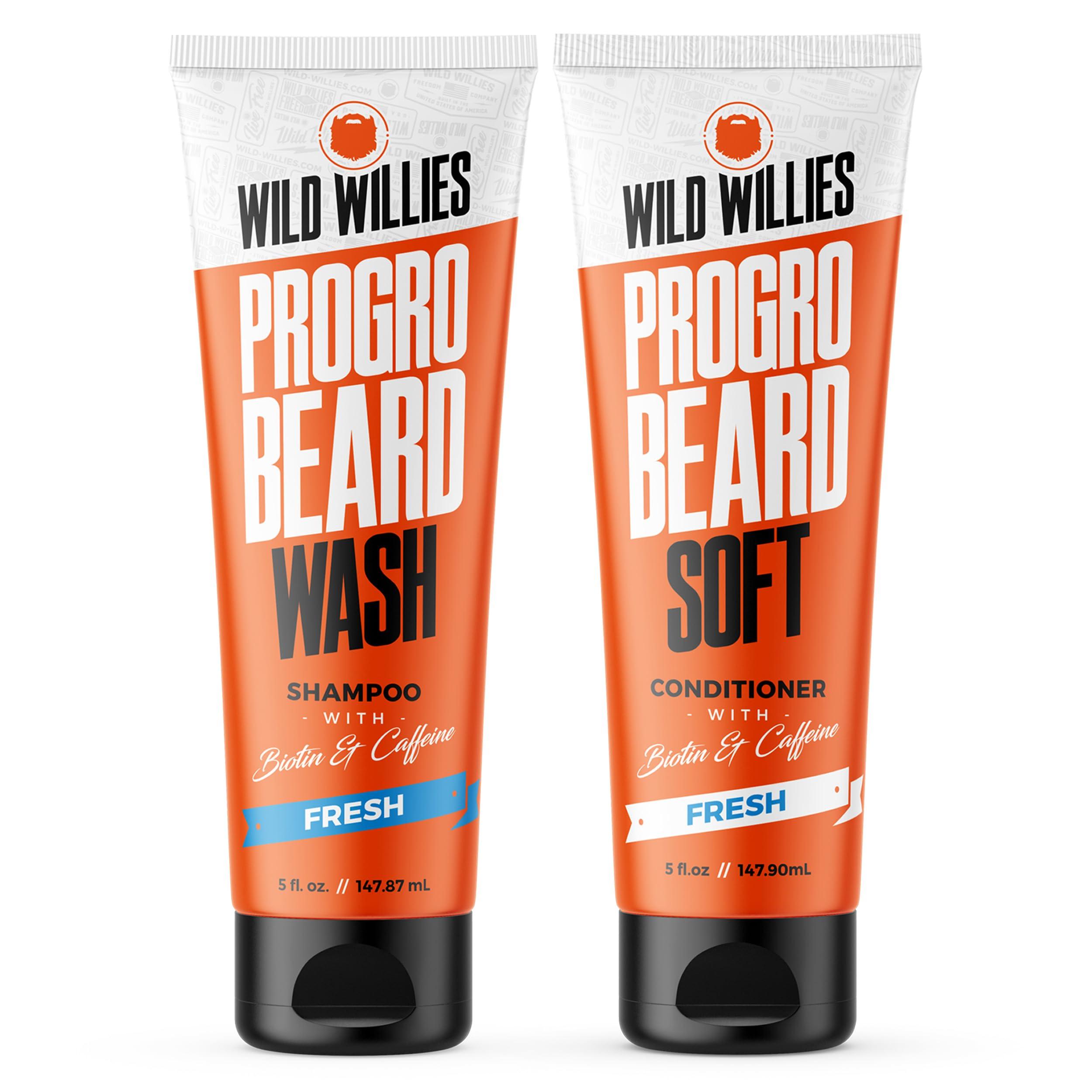 Wild Willies Wild Willies Beard Care Kit, Biotin Fortified Shampoo and Conditioner with Caffeine, Two 4-Oz Bottles, Promotes Healthy Beard Growth
