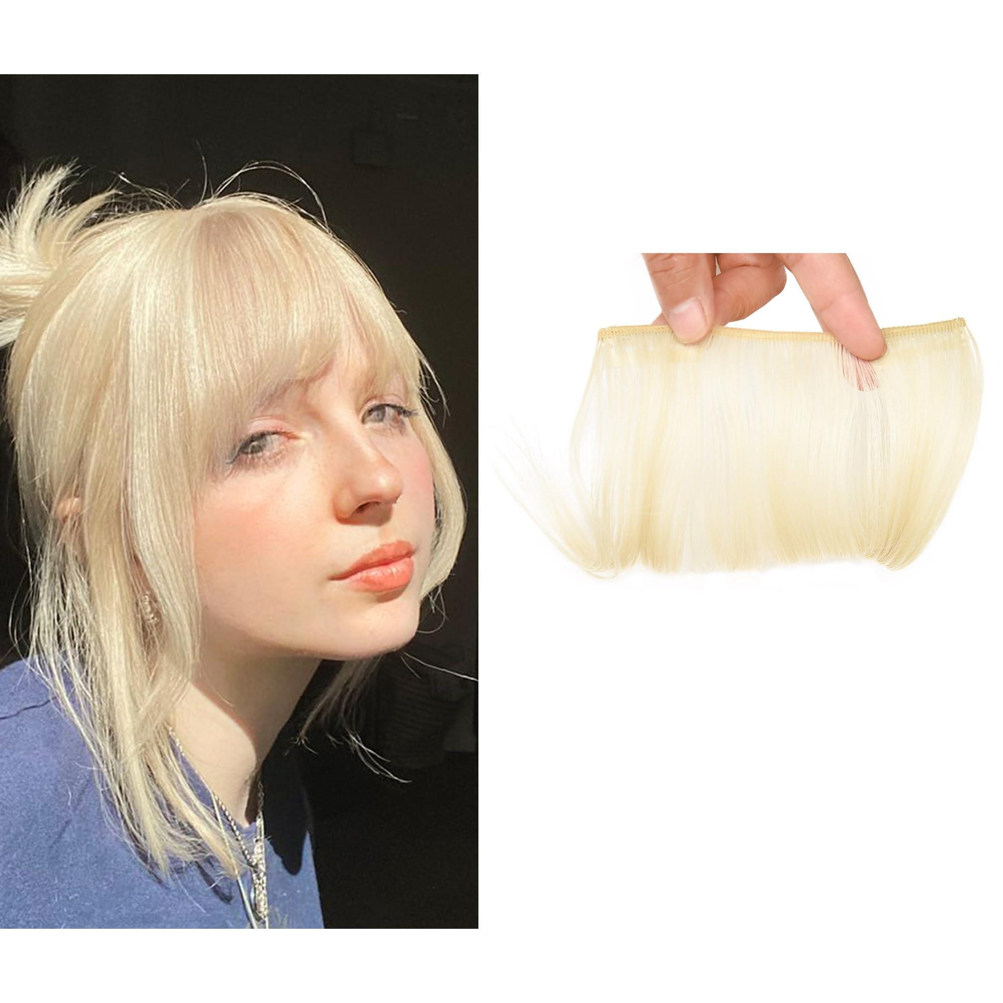 Meiverah Meiverah Fluffy Curly Bangs Hairpieces, Synthetic hair Natural False hairpiece For Women Clip In Bangs Fake Fringe (1 Piece Blonde)