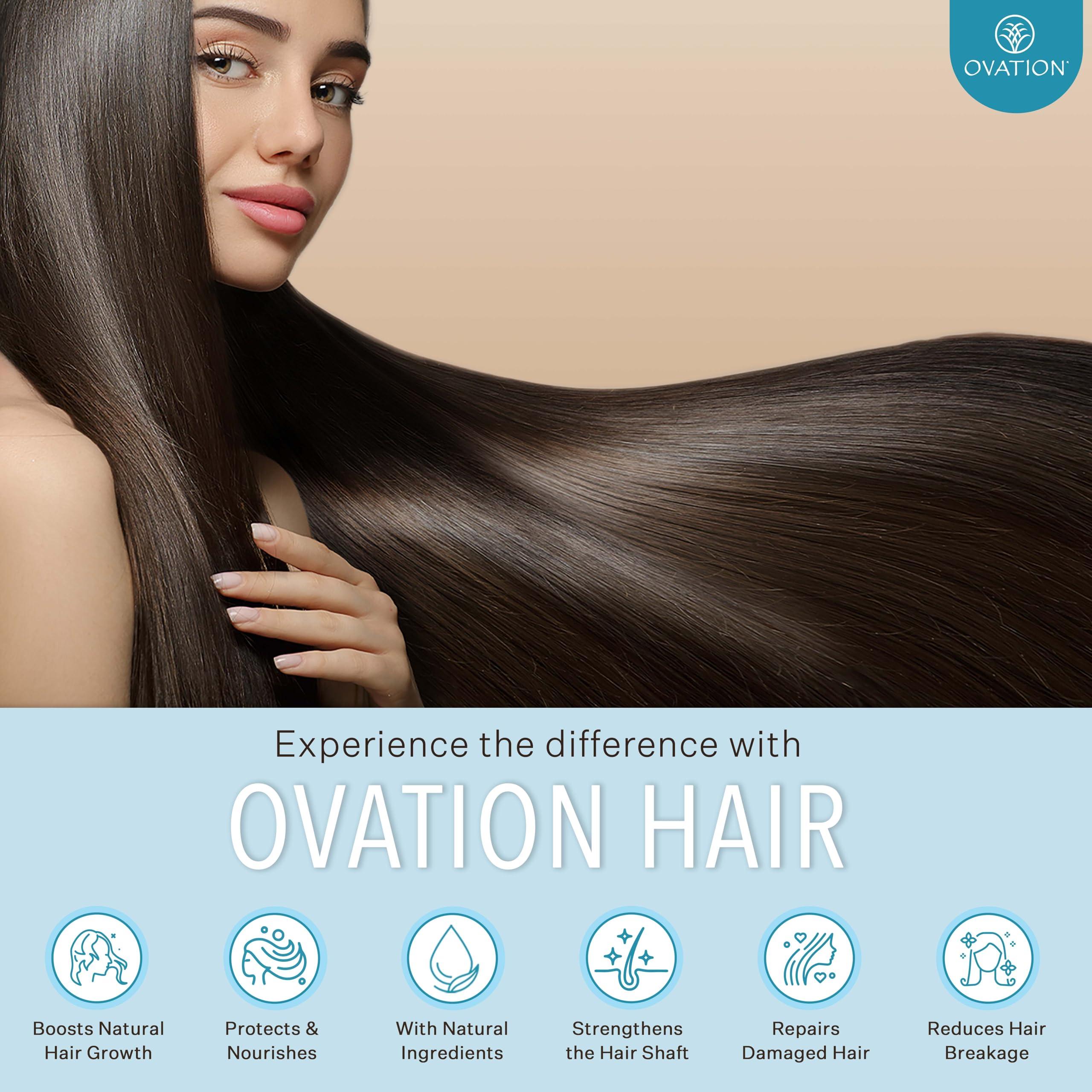 Ovation Hair Ovation Hair Moisturizing 3-Step System - with Moisture Shampoo, Conditioner, and Cell Therapy Growth & Scalp Treatment - Nourish, Smooth, Detangle, & Hydrate Brittle Locks