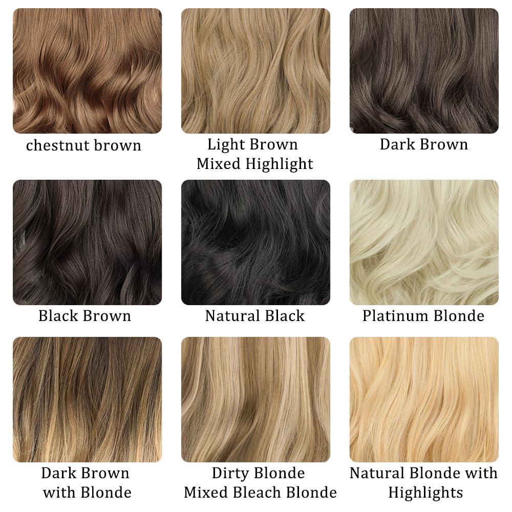 TOZIKA Halo Hair Extensions 20 Inch Medium Brown Invisible Wire Hair Extensions Adjustable Long Wavy Hair Extensions 4 Secure Clips in Hairpieces Natural Looking Fiber Wig for Daily Party Use (Brown)