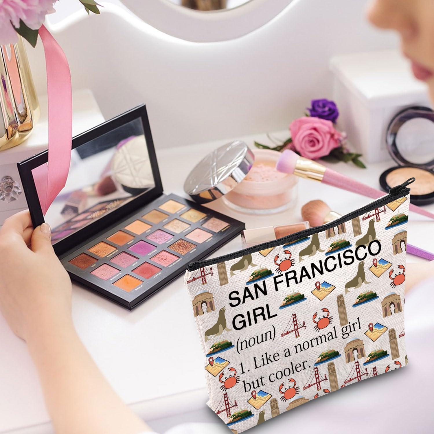 Gzrlyf Gzrlyf San Francisco Makeup Bag San Francisco Skyline Gift California Souvenirs Gift Trip Vacation Gift Cosmetic Travel Bag (SAN FRANCISCO GIRL noun)