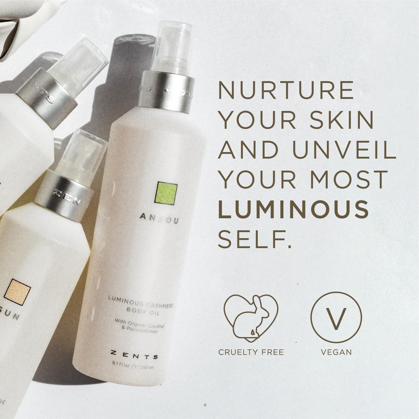 Zents ZENTS Body Lotion and Cashmere Oil Set (Sun), Anti-Aging Probiotic Lotion, Soften and Moisturize Skin with Organic Coconut Oil, Moisturize and Nourish Dry Skin, Powerful Healing Duo