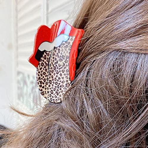 Generic Hair Claw Clip Creative Cowboy Hat Cowboy Boots Acrylic Grab Clip Flower Leopard Print Lips Geometric Shape Shark Clip Female Hair Accessories(G)