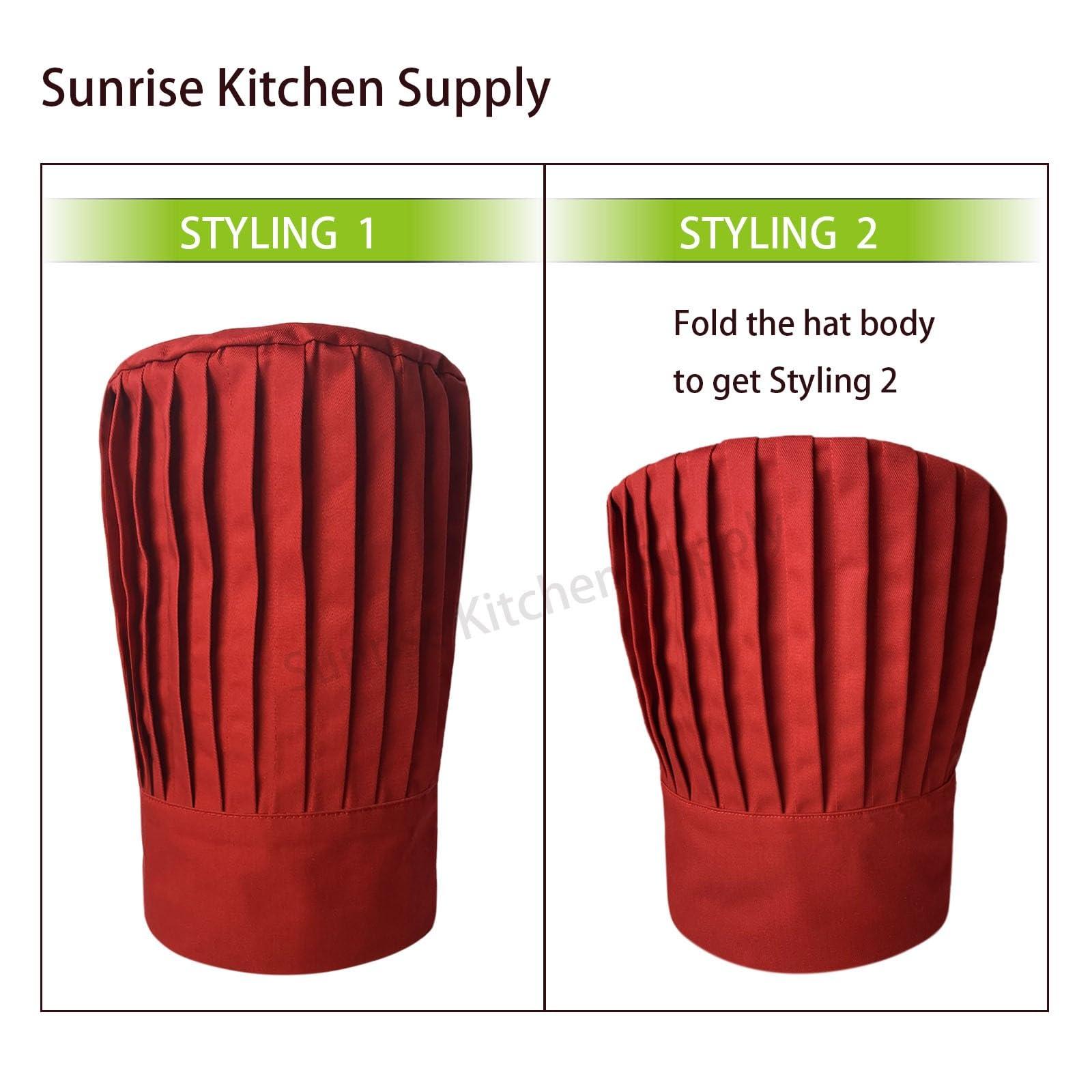 Sunrise Kitchen Supply Sunrise Kitchen Supply Red Hibachi Chef Hat with Tie on Black Japanese Headband (w/Headband Victory)