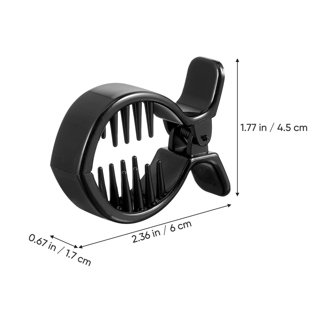 WOONEKY WOONEKY 2Pcs Black Round Inner Toothed Hair Clip Fish Tail Clip Ponytail Holder Strong Tension Hair Claw for Secure Styling and Comfortable Hold