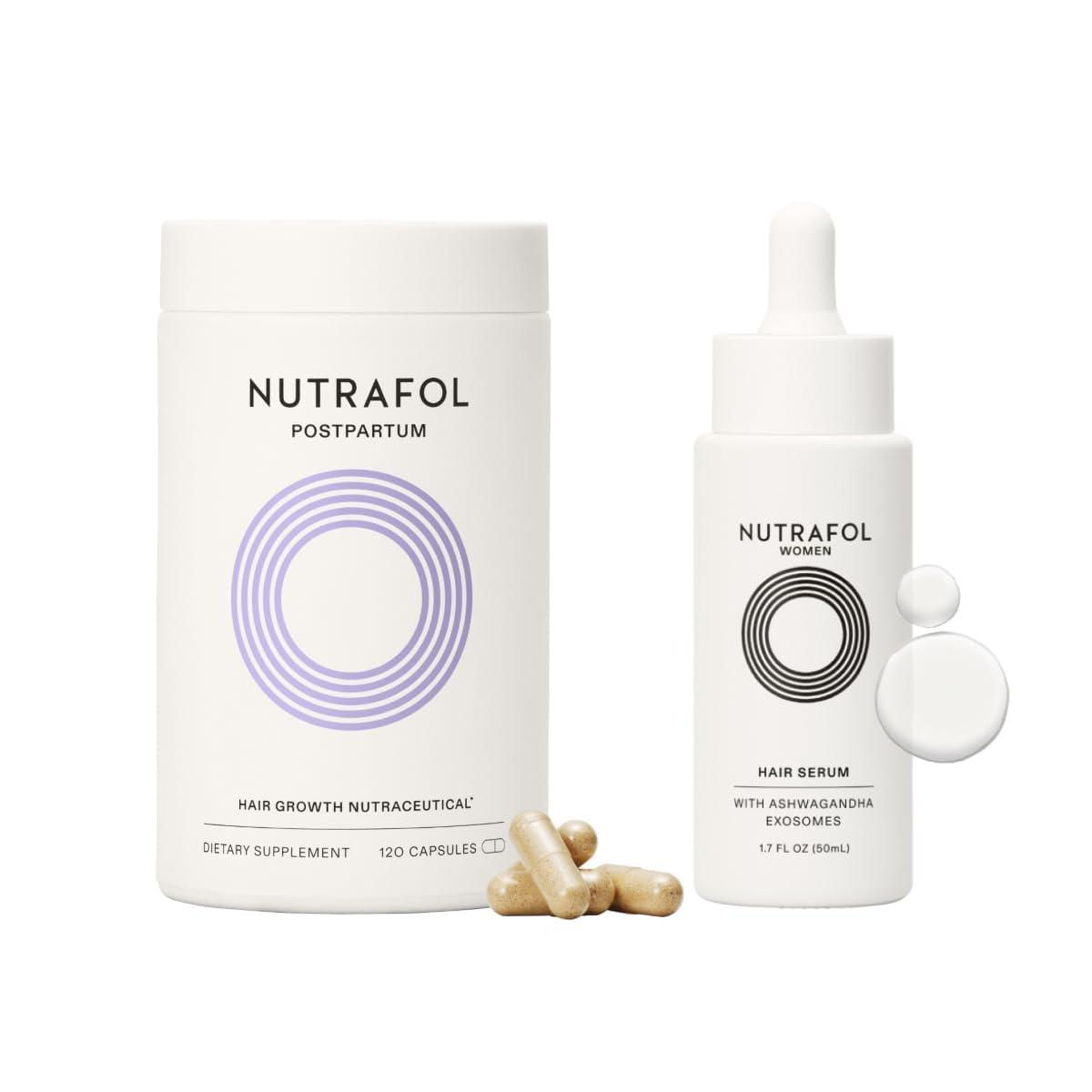 Nutrafol Nutrafol Postpartum Hair Growth Supplements and Hair Serum, Clinically Tested for Visible Thickness and Strength - 1 Month Supply, 1.7 Fl Oz Bottle