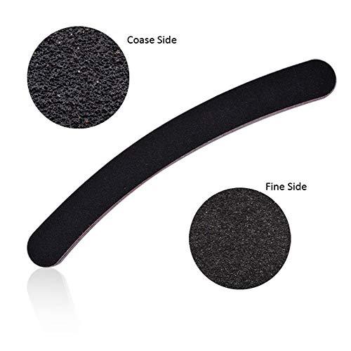 ericotry 12PCS Black Banana Curved Double Sided Nail Files Polish Emery Board Grit Buffering Sanding Art Manicure Buffer Files Nail Art Tools