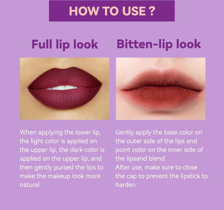 SLYHHZHMY SLYHHZHMY 2-in-1 Dual Tone Lipstick, Shimmery Matte Lip Gloss Nourishing Long Lasting Moisturizing (4)