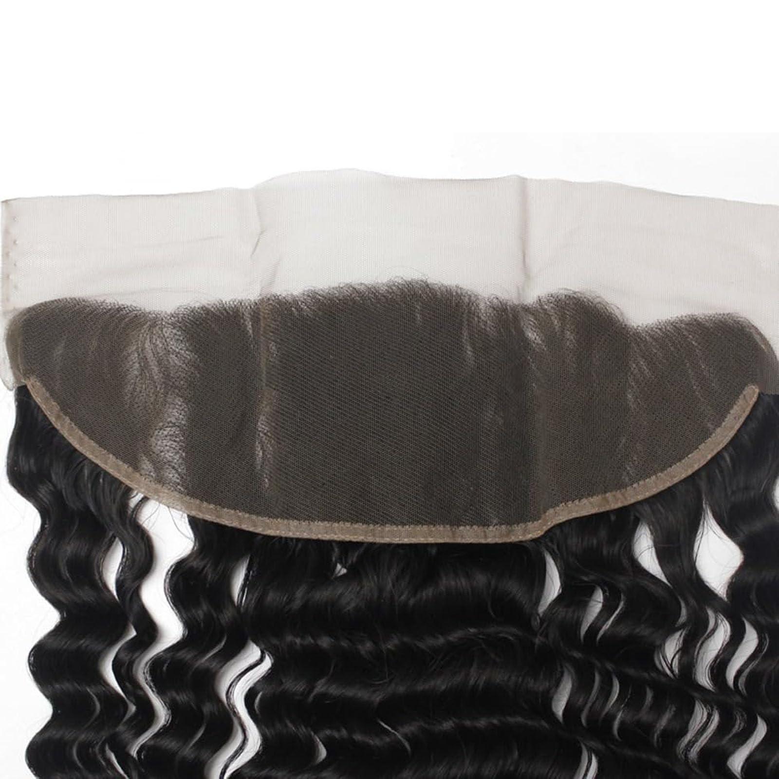 Doris beauty 13x4 Deep Wave Lace Closure Human Hair Deep Wave Lace Closure 100% Unprocessed Human Hair Free Part Deep Wave Closure Human Hair Natural Black Color (13x4 Deep Wave, 20 Inch)