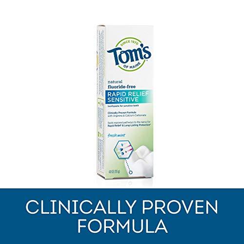 Tom's of Maine Tom's of Maine, Natural Rapid Relief Sensitive Toothpaste, Natural Toothpaste, Sensitive Toothpaste, Fresh Mint, 4 Ounce, (Pack of 2)