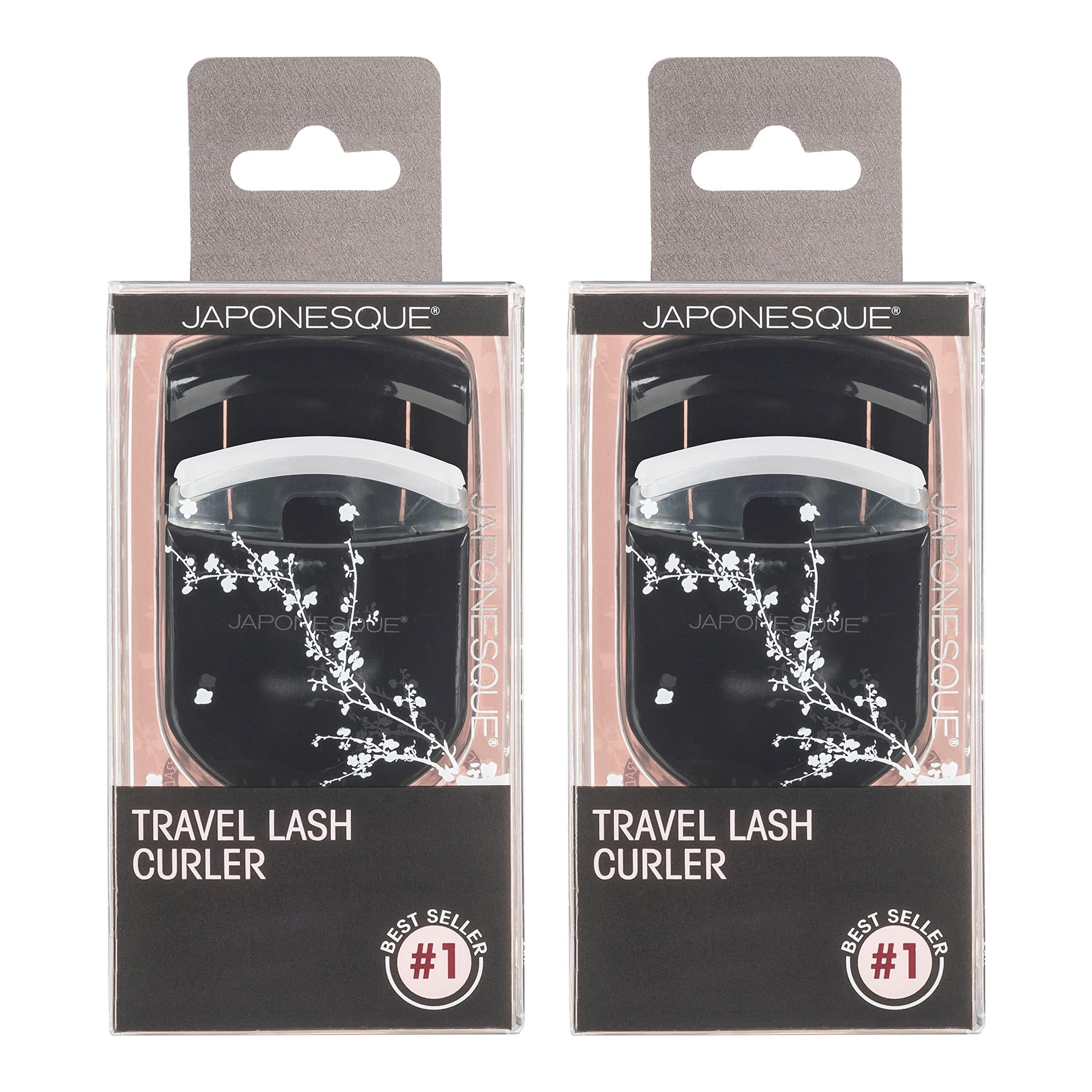 JAPONESQUE JAPONESQUE Travel Eyelash Curler, Black, Pack of 2 - Plastic Eyelash Curlers for Travel Makeup - Comes with Bonus Replacement Lash Pad - 2 Pack