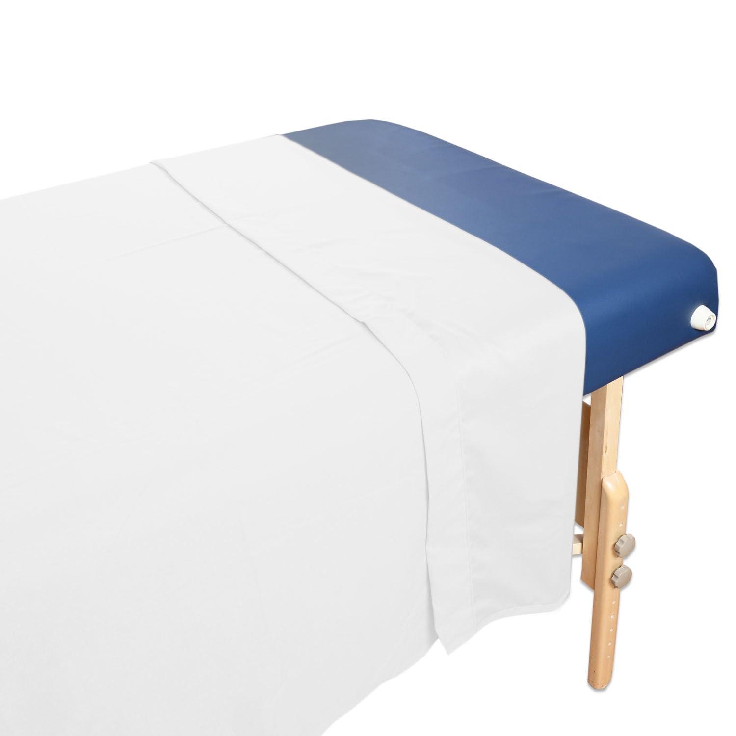 Body Linen Body Linen Massage Table Poly/Cotton Flat Sheet - 55% Polyester, 45% Cotton - 58 x 94 inches - White