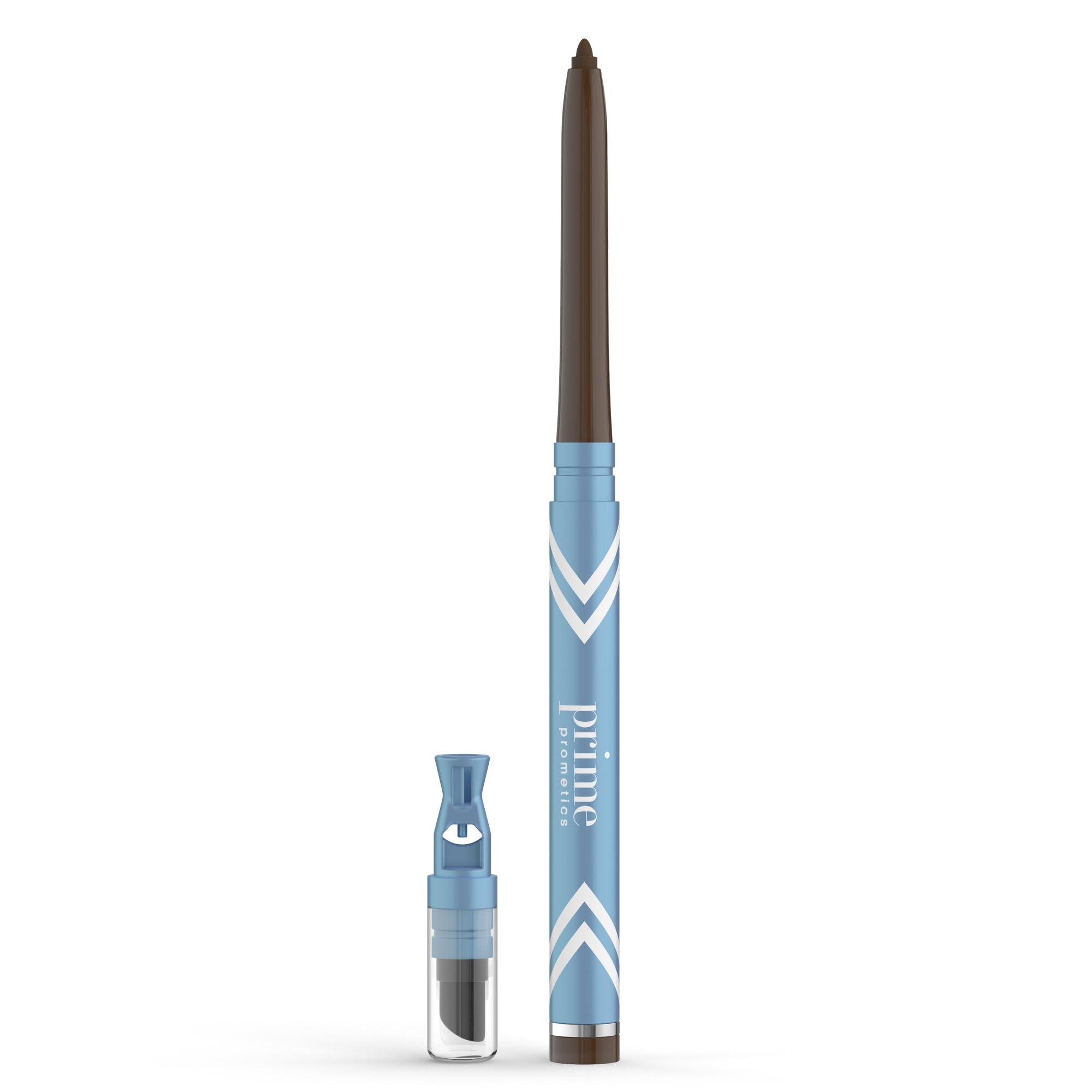 PRIME PROMETICS PRIME PROMETICS PrimeEyes Glide Eyeliner for Mature Women Water-Resistant, Long-Stay and Mess-Proof Gel Cream Texture, Discreet Sharpener and Effective Smudger (Wood (brown))