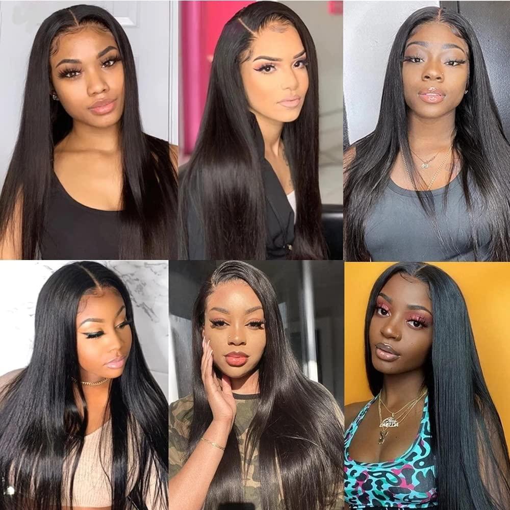 Generic Human Hair Bundles Weave 10 Lengths 100% Unprocessed Brazilian Virgin Weave Human Hair Bundles for Women Remy Weft Hair Extensions Natural Black Color (Straight Wave, 1B Natural Hair-22\"inches)
