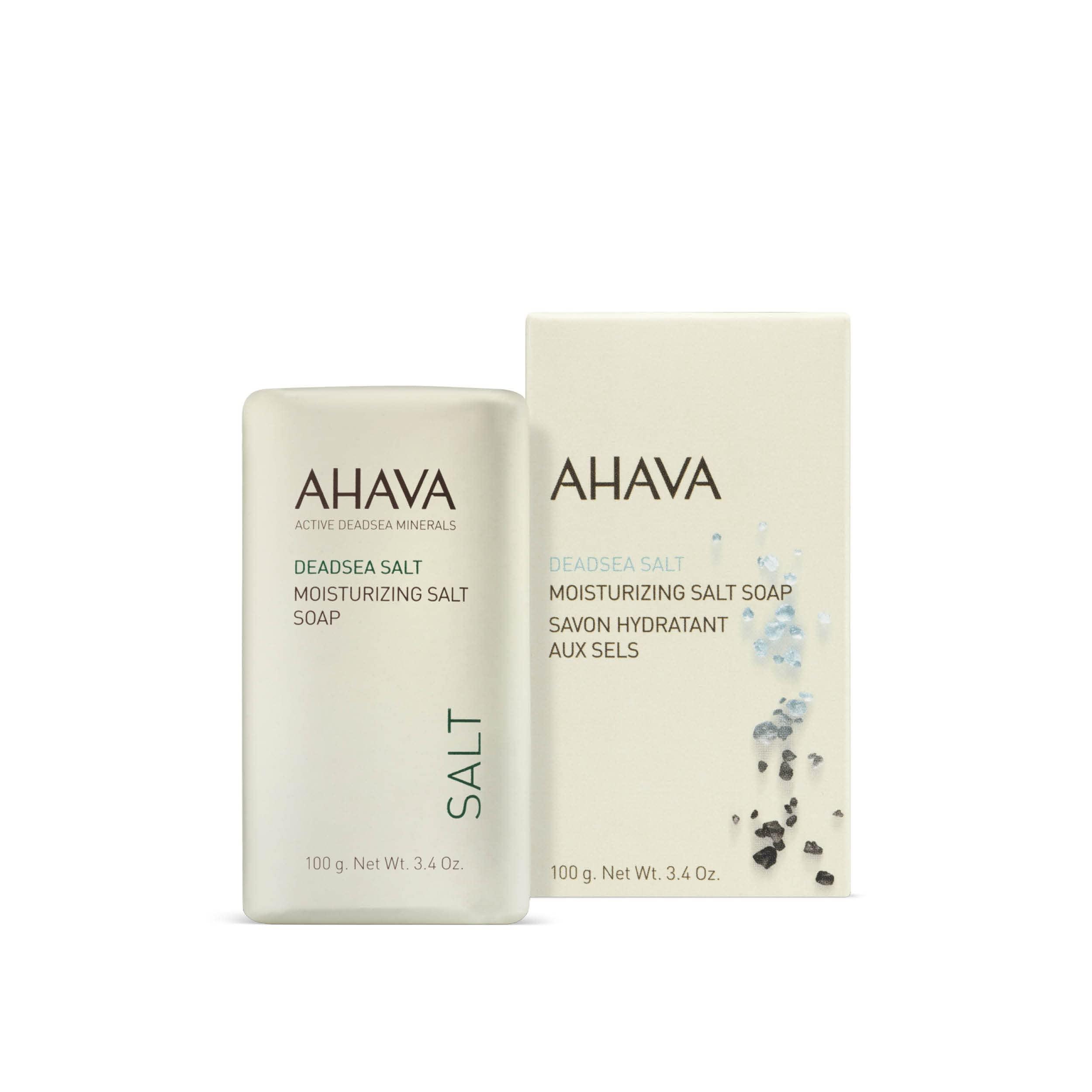 AHAVA AHAVA Moisturizing Dead Sea Salt Soap - Face & Body Cleansing Bar to Moisture the Skin, Enriched with Exclusive Mineral Blend of Dead Sea Osmoter & Dead Sea Salt, 3.4 Oz, (Packaging May Vary)