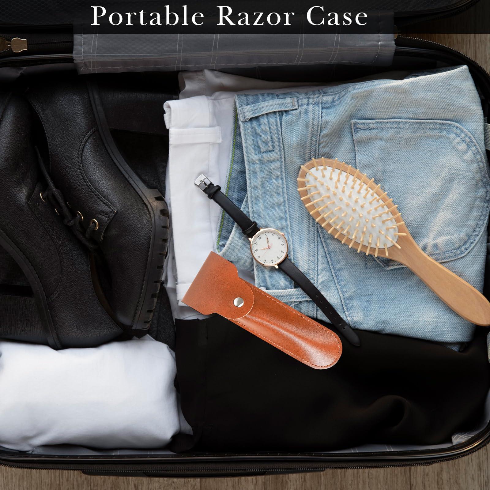 Linkidea Linkidea Razor Case for Travel, Shaver Case Carrying Cover Bag, Travel Razor Men Compatible with Fusion 5 Power, ProGlide Power, MK-23C (Brown)
