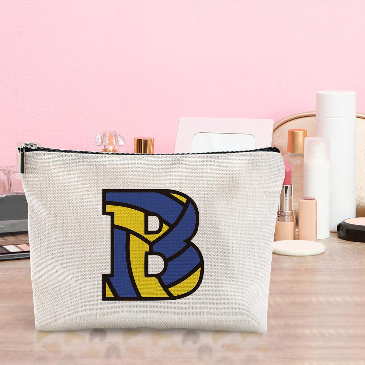 LONGXIN LONGXIN Volleyball Gifts Initial A-Z Personalized Makeup Bag Monogrammed Cosmetic Bags Toiletry Pouch Volleyball Lovers Gifts for Teen Girls Women Friends Coach Players Volleyball Team Gifts (B)