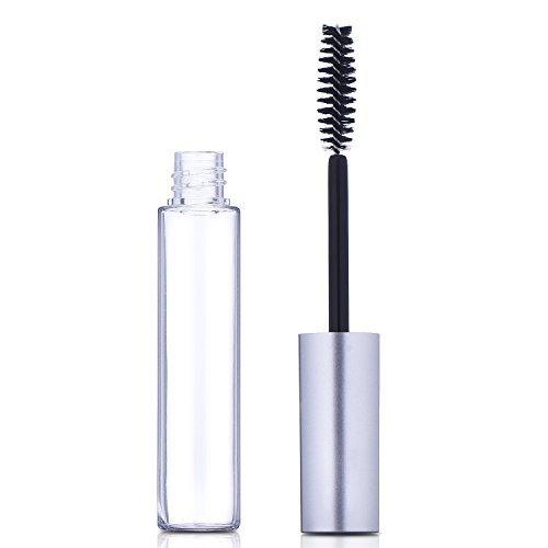 EBOOT eBoot 10 ml Empty Mascara Tube with Eyelash Wand, Rubber Inserts, Funnels and Transfer Pipettes Set for Castor Oil, DIY Mascara Container with Cap (Silver)