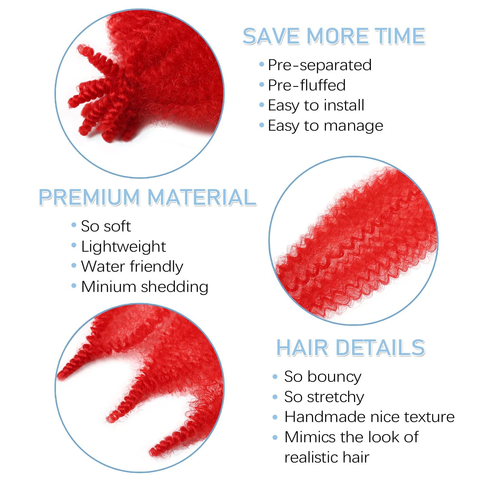 kaluli Marley Twist Braiding Hair Red 12 Inch Marley Hair for Faux Locs Butterfly Locs Crochet Hair for Black Women Spring Twist Hair Passion Twist Hair Springy Afro Twist Hair Kinky Curly Braiding Hair