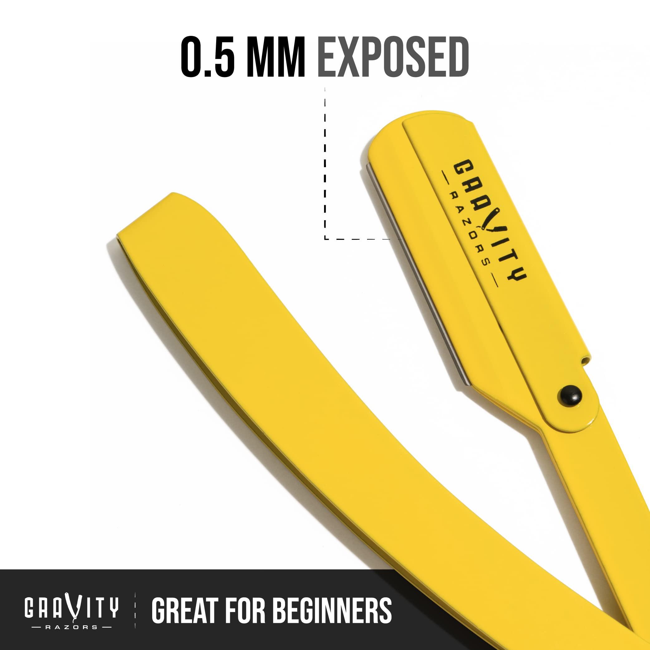 GRAVITY RAZORS Professional Straight Razor - Minimal Exposure Straight Razor Kit with 10 Gravity Premium Blades.5mm Exposed ("The OG")