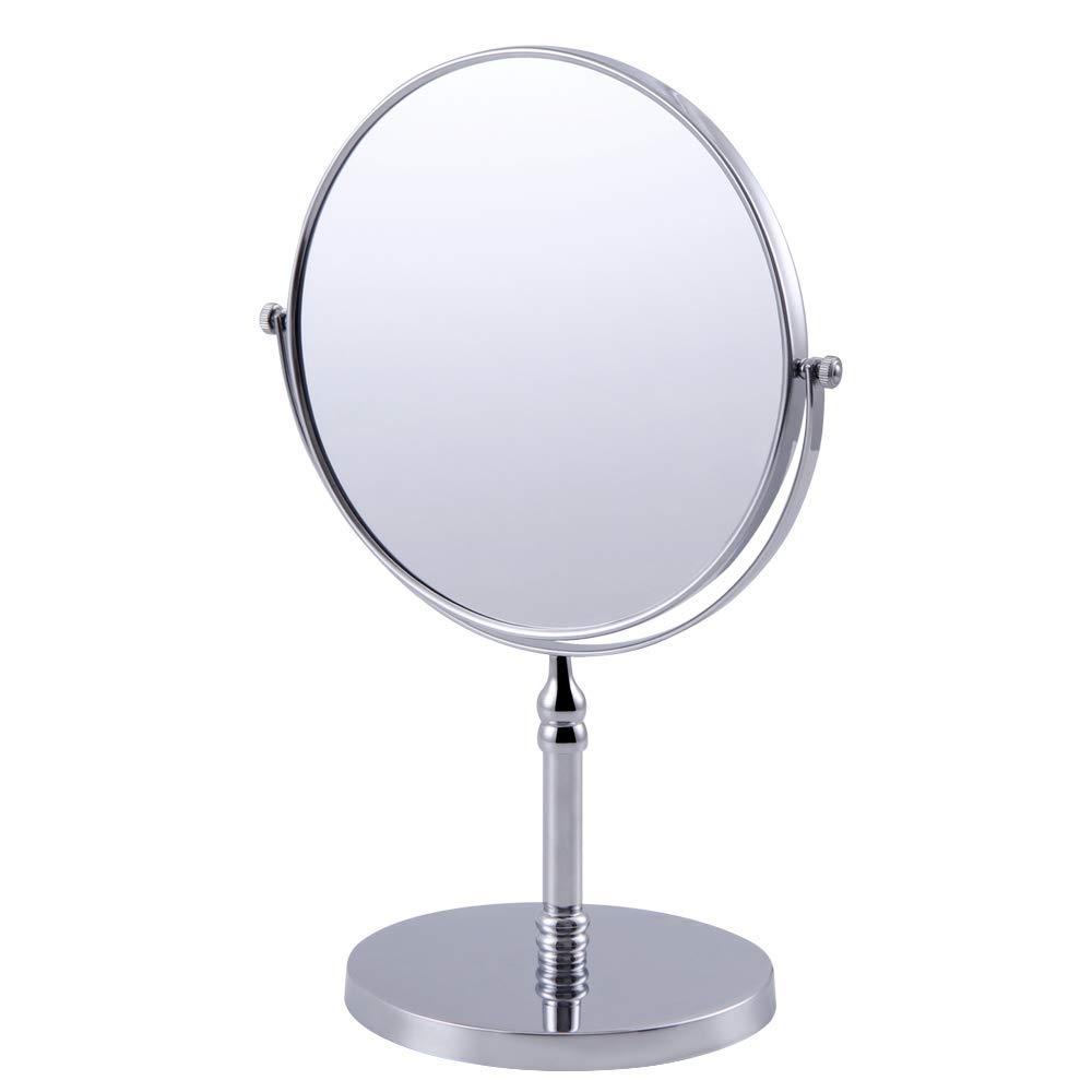 kimzcn kimzcn 8-inch Large Double Sided Swivel Vanity Mirror with 3 x Magnification, Oval Shaped Two-Sided Makeup Mirror, Bathroom Tabletop Mirror 1x/3x magnificationt,Chrome D500111C
