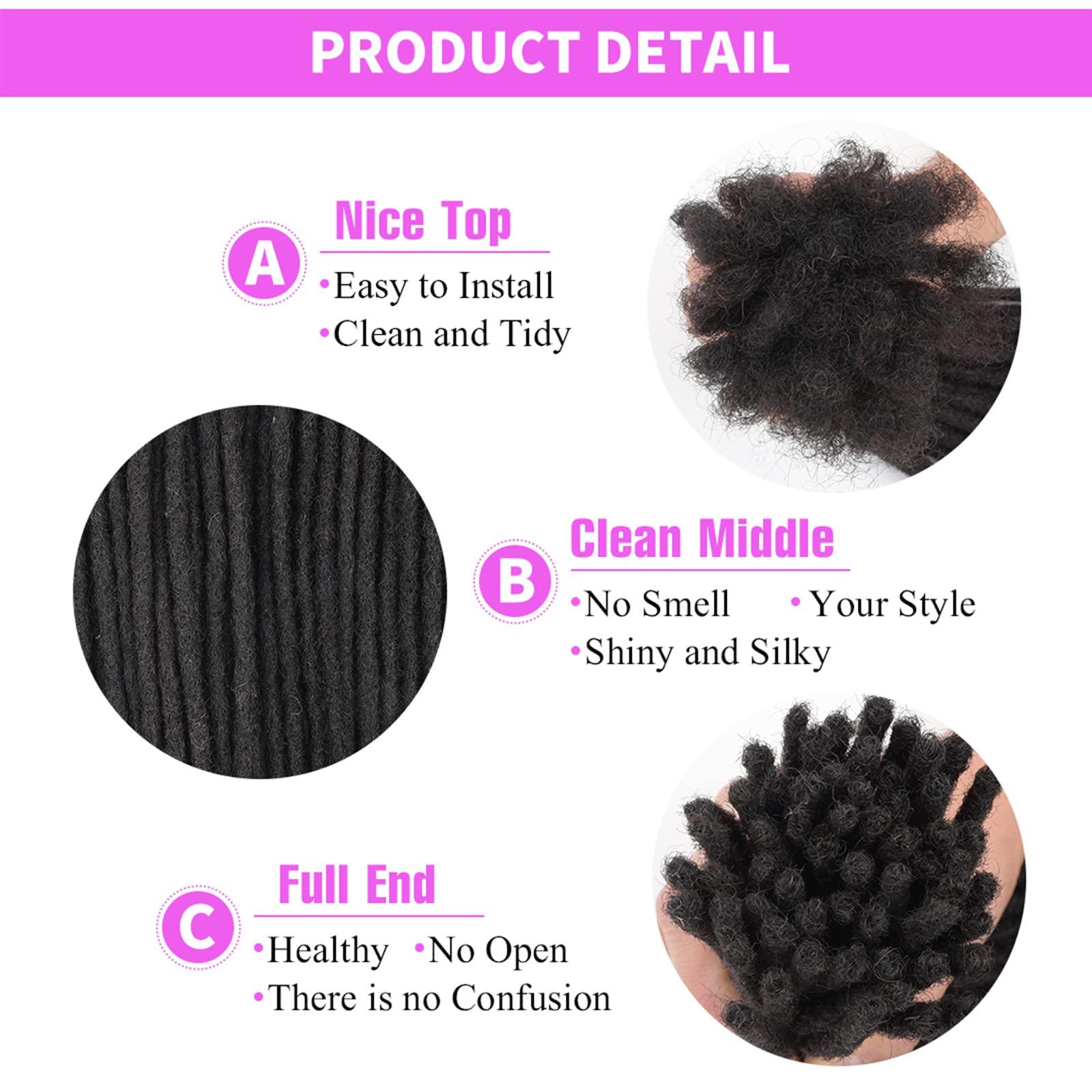 Dula A Loc Extensions Human Hair Dreadlock Extensions for Men/Women 100% Real Human Hair Permanent Dreadlock Extensions Locs Extensions Human Hair Can Be Dyed (30 Locs-10 Inch, 0.2cm-1B Natural Black)