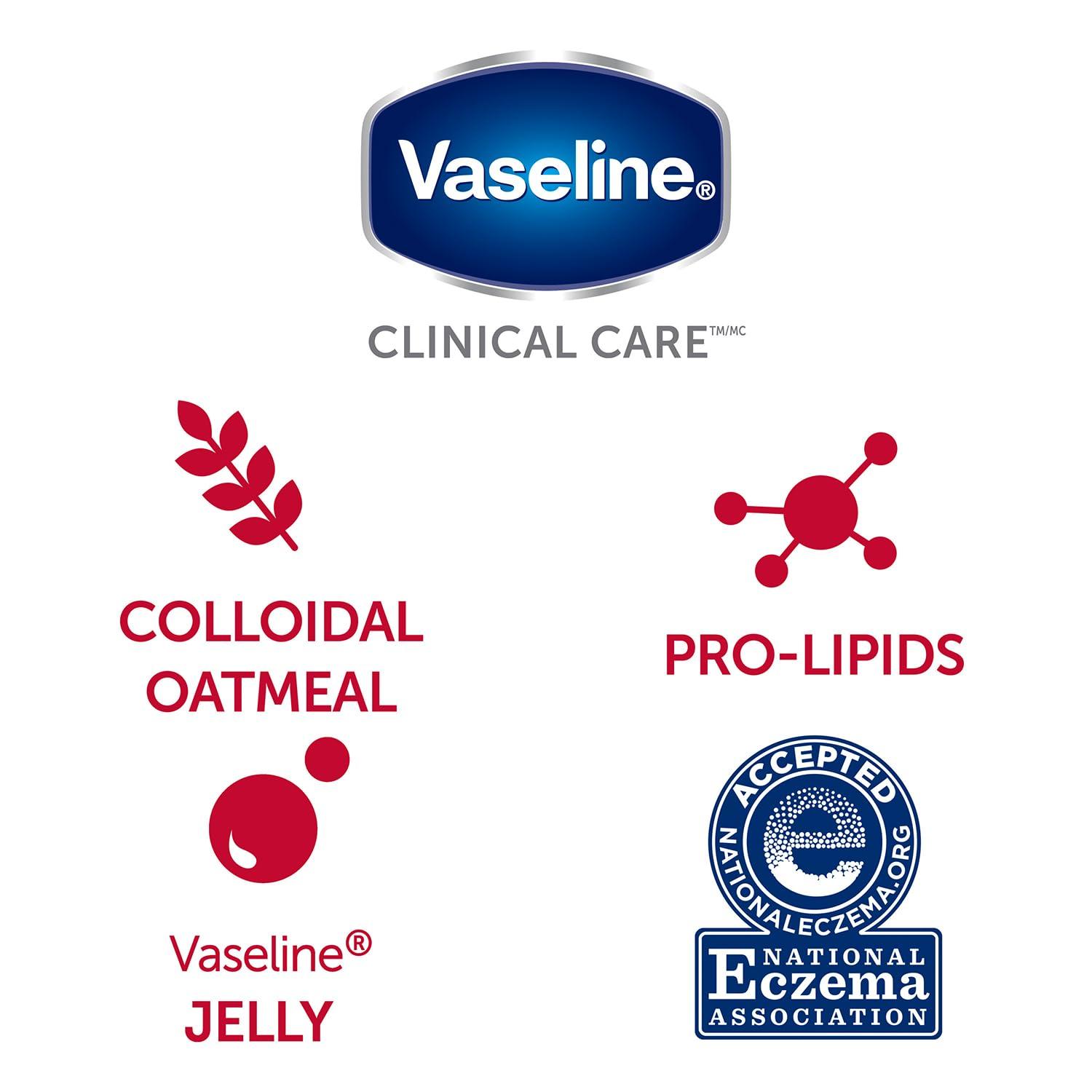 Vaseline Vaseline Eczema Lotion, Calming Therapy Cream 2-Pack with Colloidal Oatmeal + Original Vaseline Lip Therapy for Dry Lips with Petroleum Jelly (3 Piece Set)