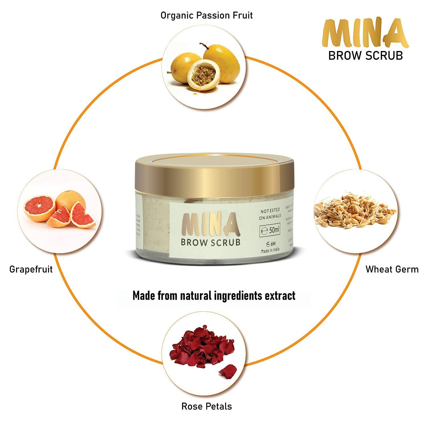 MinaiBrow MINA Brow Scrub | For Longer Lasting Henna Or Tint | Natural Extracts Gently Exfoliate The Skin | Prepare The Area For Henna Or Tint 50ml