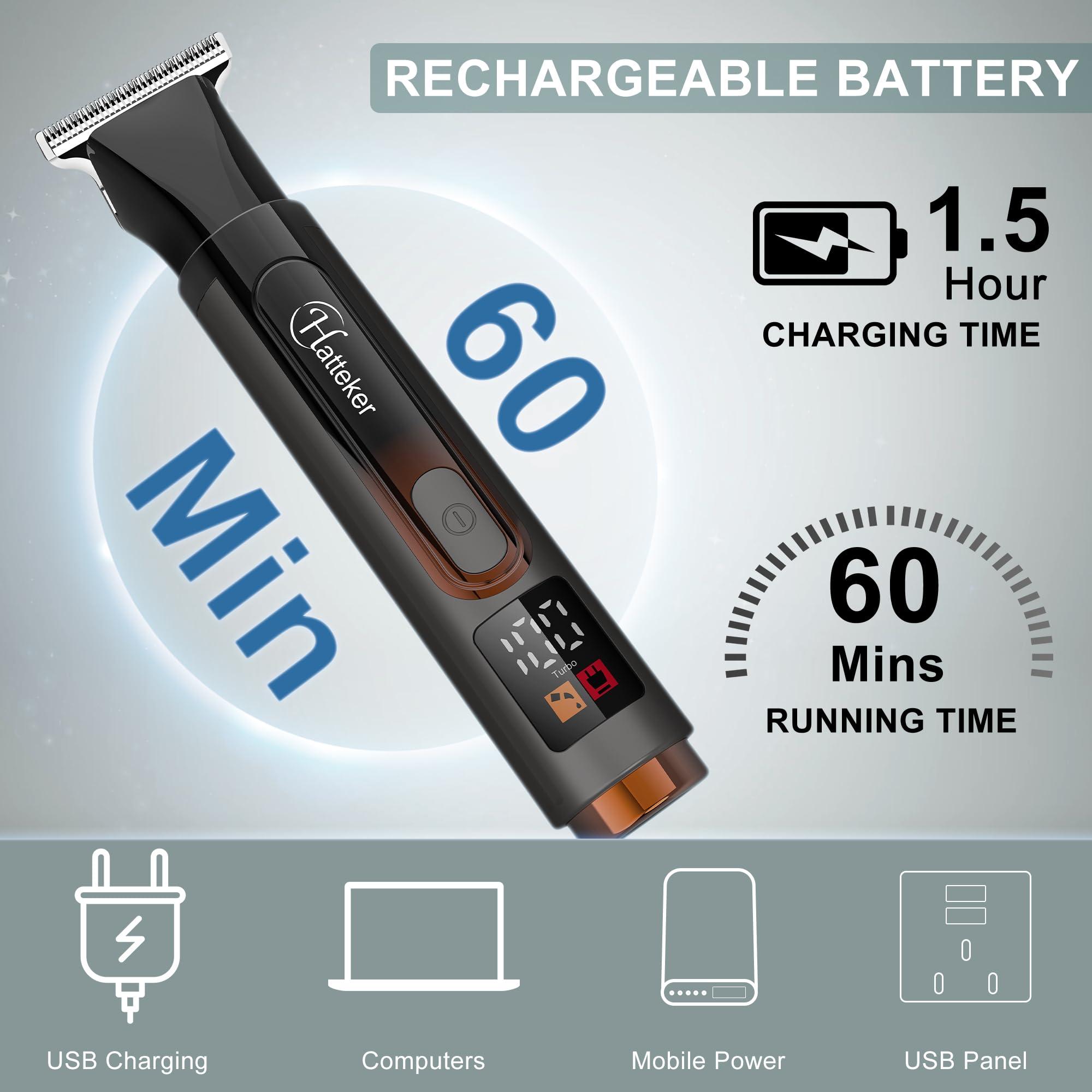 Hatteker Hatteker Upgraded Mens Electric Back Shaver Body Grooming kit Body Trimmer Facial,Arm,Chin Beard Trimmer Cordless Hair Clipper with Adjustable Extension Handel Waterproof LED Display