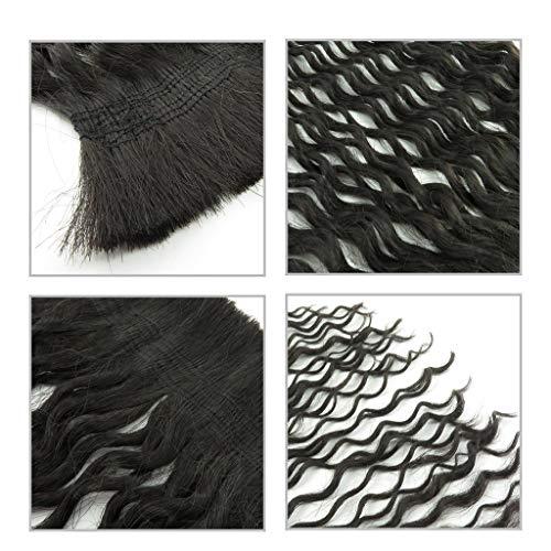 RemeeHi 4 Pcs Human Hair Braid In Bundles Curly Weave Extension No Sew No Crochet No Glue Weft with Excrescent Hair 6" 1#