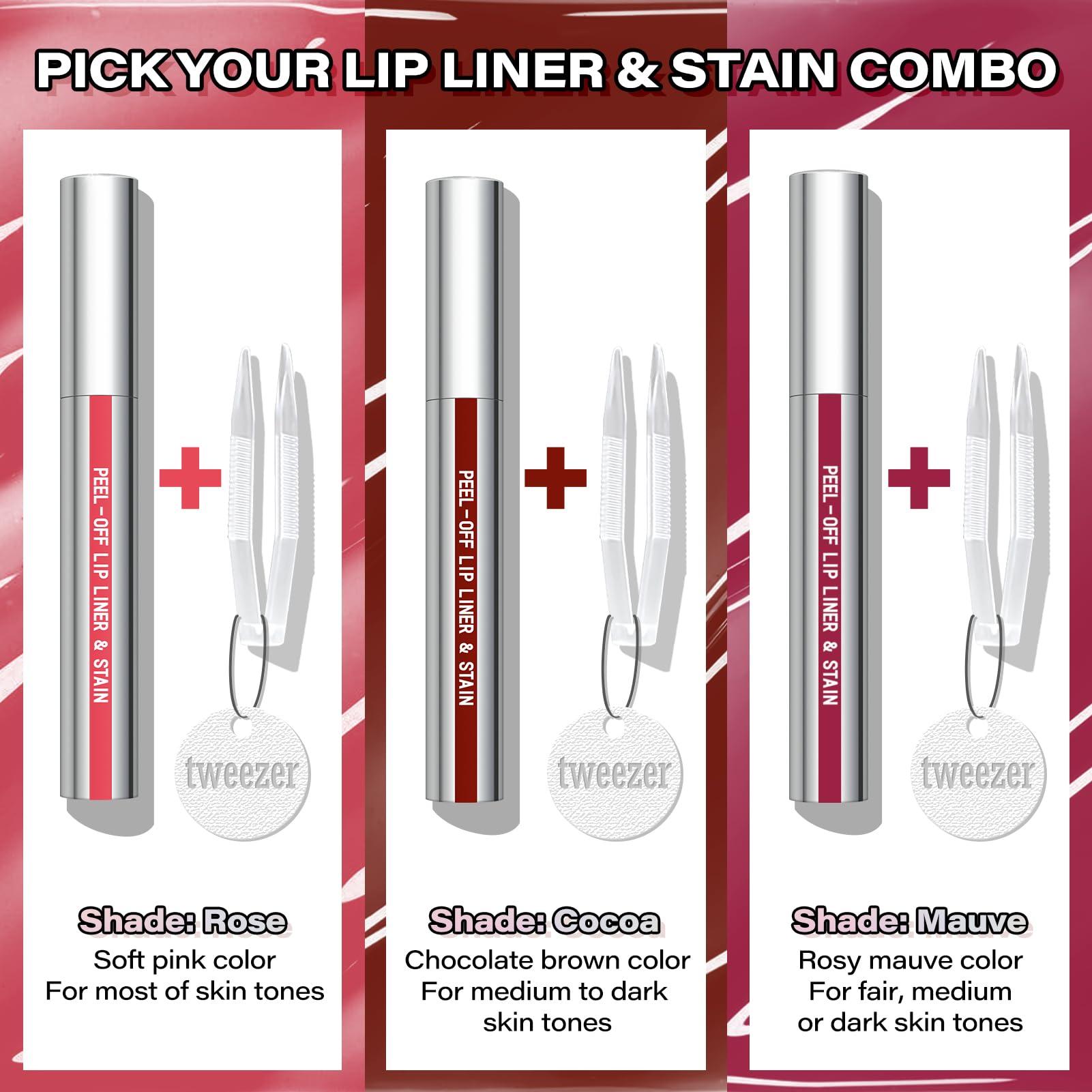 Cilrofelr Cilrofelr Peel Off Lip Liner Stain, Long Wear Tattoo Lip Liner with Tweezer, Peel Off Lip Stain with Matte Finish, Long Lasting, Waterproof, Transfer-proof, Highly Pigmented Color (Mauve)