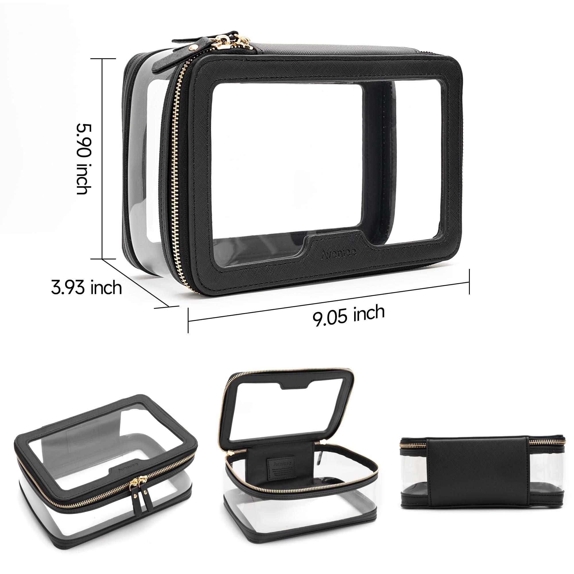 Aveniee Aveniee Clear Makeup Bag, Large Travel Toiletry Bag Cosmetic Case for Women, Make up Bag with Zipper, Transparent Waterproof Cosmetic Organizer Storage Bag(Black)