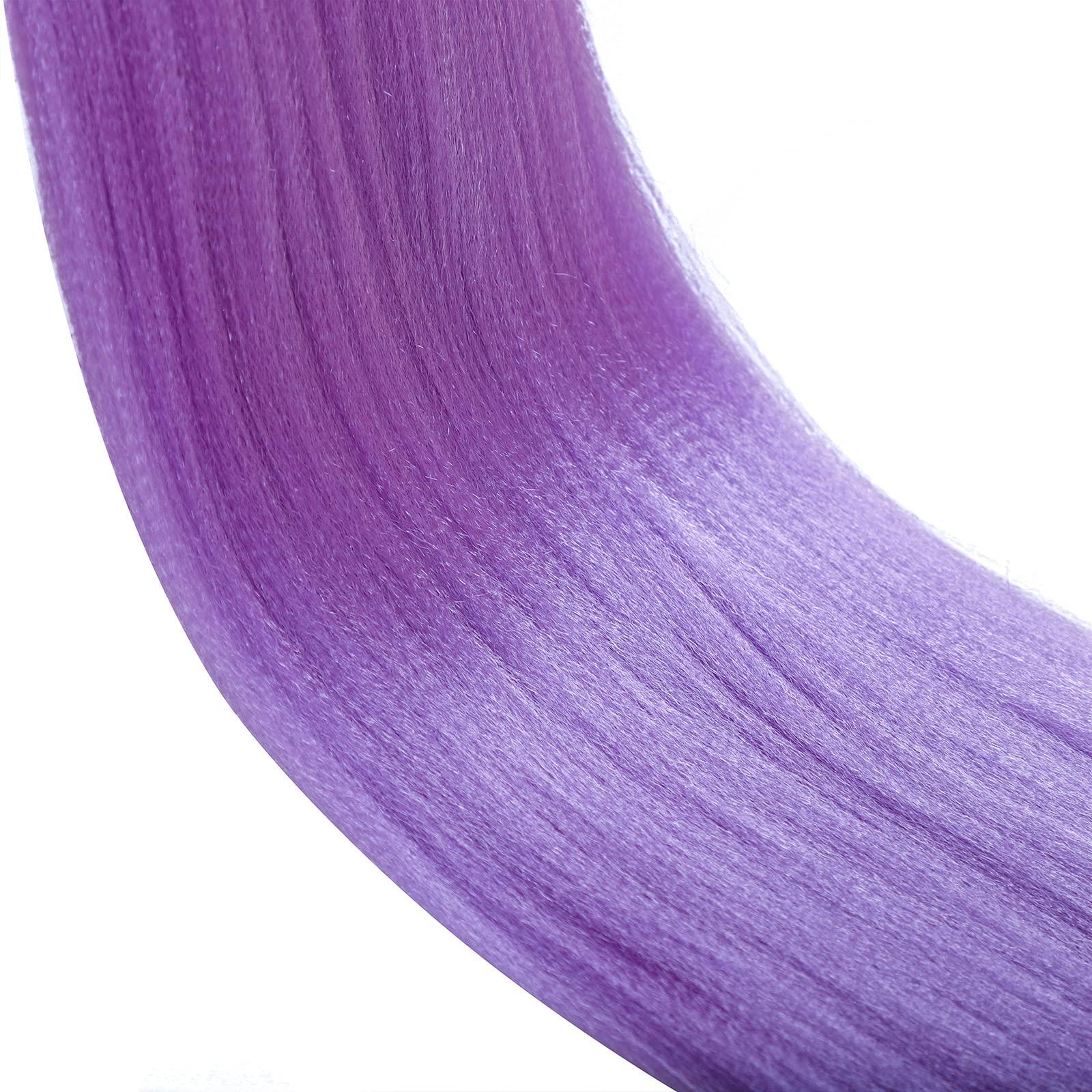 Ms Aloe 6Pack Light Purple Braiding Hair Pre Stretched Easy Braiding Hair 26inch Long Prestretched Braiding Hair Lavender Color,26inch(Light Purple)