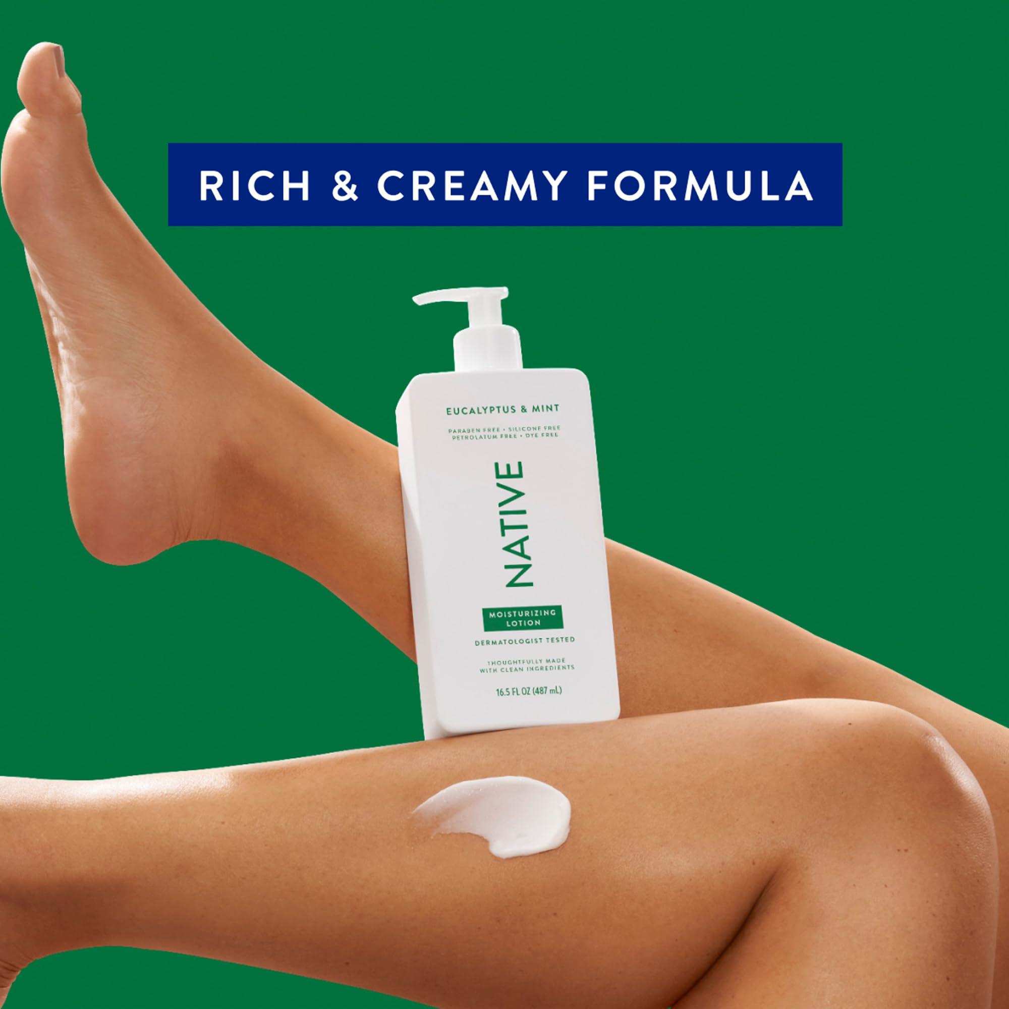 Native Native Body Lotion Contains Naturally Derived Plant-Based Moisturizers for Women and Men | Restores Dry Skin, Eucalyptus & Mint, 16.5 fl oz