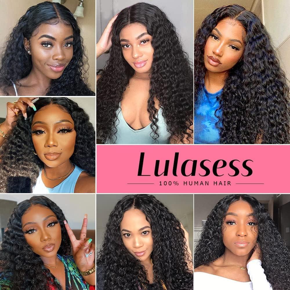 FKFO 13x6 HD Transparent Lace Front Human Hair Wigs For Black Women Mongolian Deep Curly Lace Front Wig Human Hair Pre Plucked Deep Wave Frontal wig Full And Thick (28 Inch, 13x6 Lace Front Wig Human Hair)