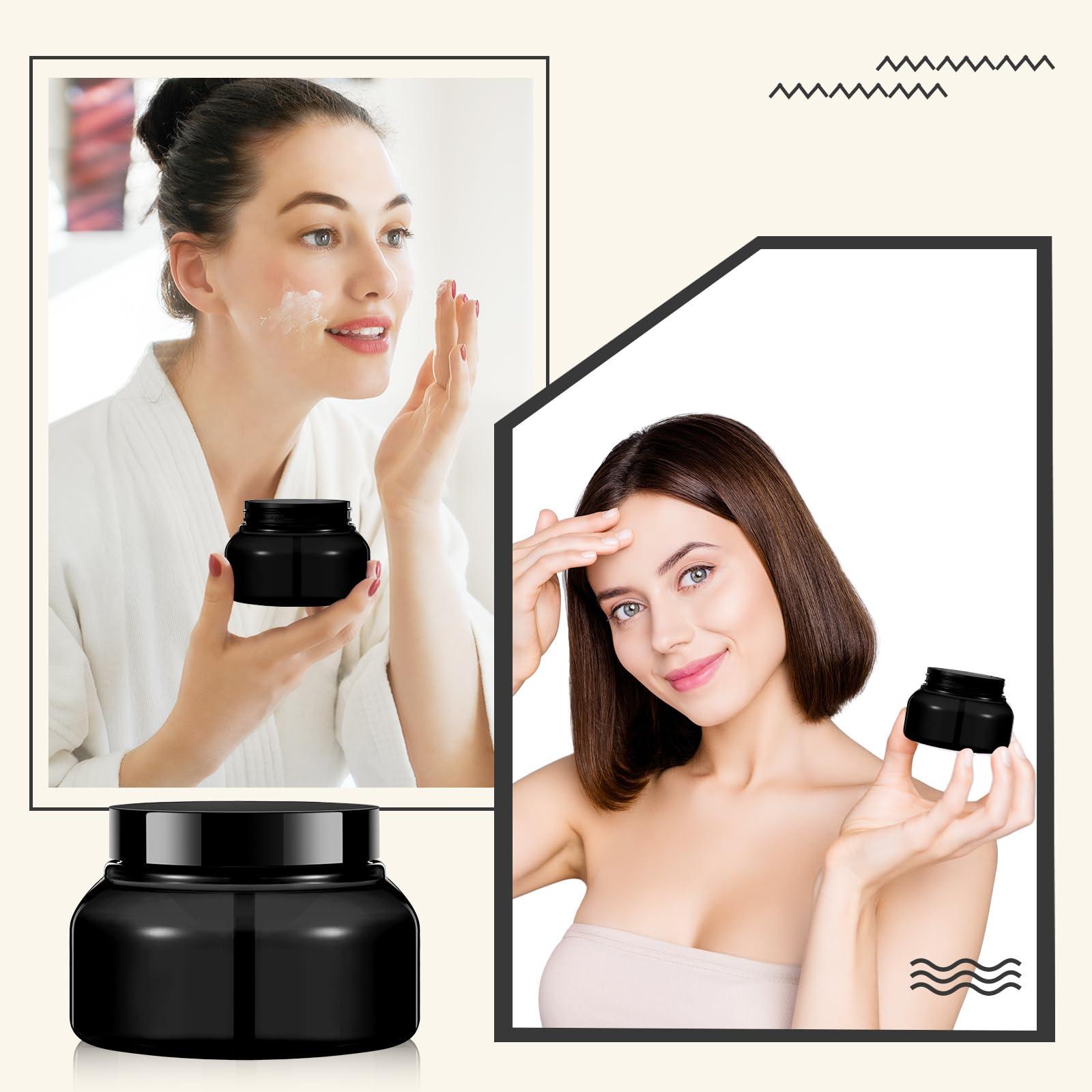 Tessco Tessco 24 Pack Plastic Jars with Lids Labels Empty Clear Plastic Jars Round Refillable Cosmetic Containers Body Butter Containers Bulk Sugar Scrub Bottle for Make Up(8 oz,Black)